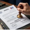 Expediente de documentos cubanos con sellos oficiales de autenticación legal y Apostilla.