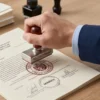 Gestor revisando documentos legalizados listos para envío internacional.